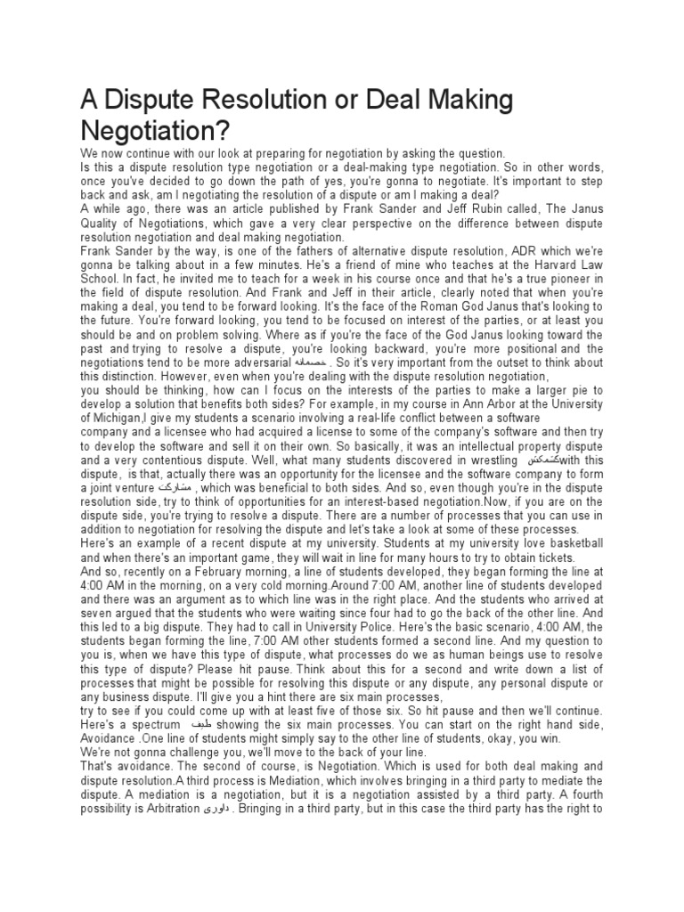 A Position Based or Interest Based Negotiation | PDF