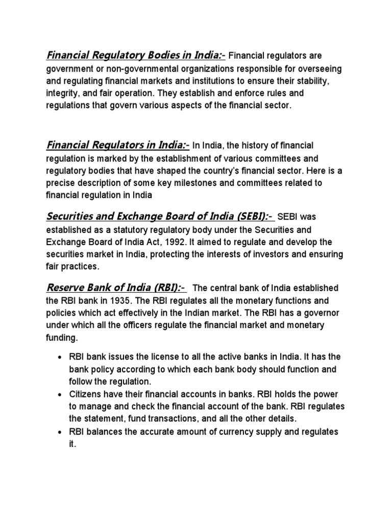 Regulatory Bodies PDF