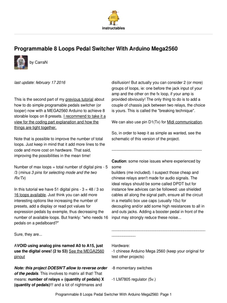 Arduino Based 8 Loops Pedal Switcher PDF