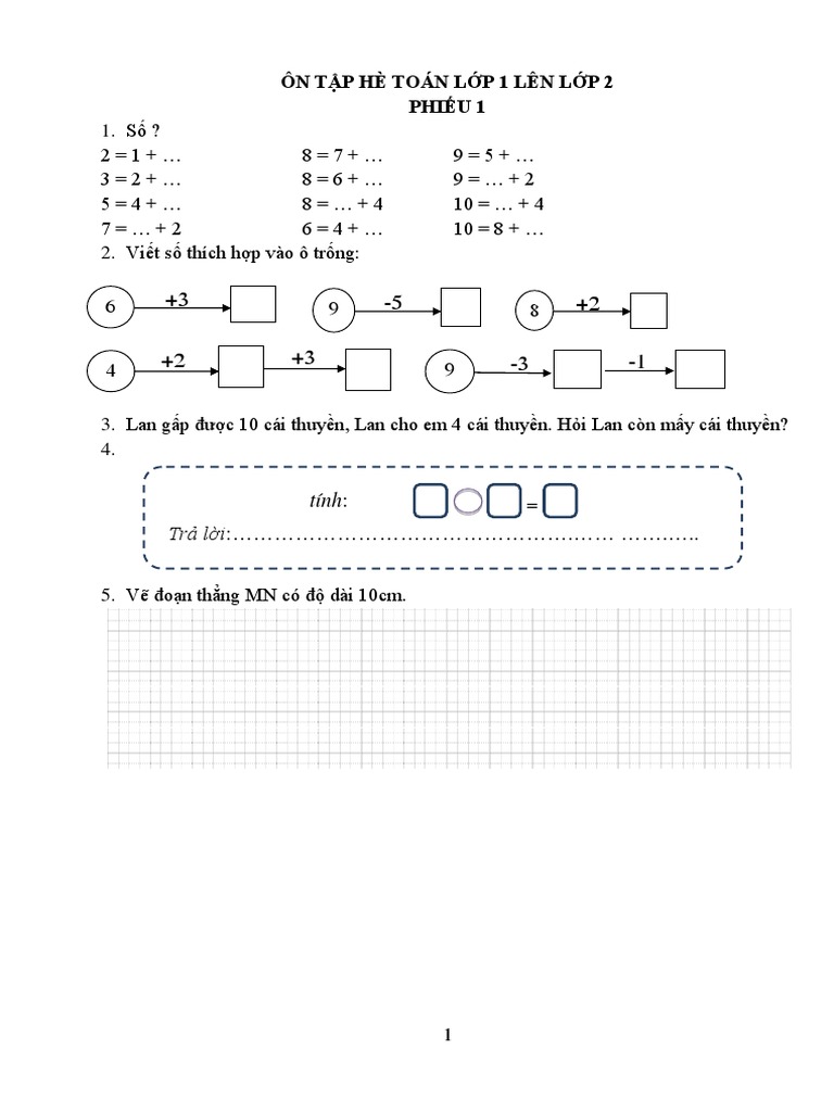 Ôn Hè Toán L P 1 Lên 2 | PDF
