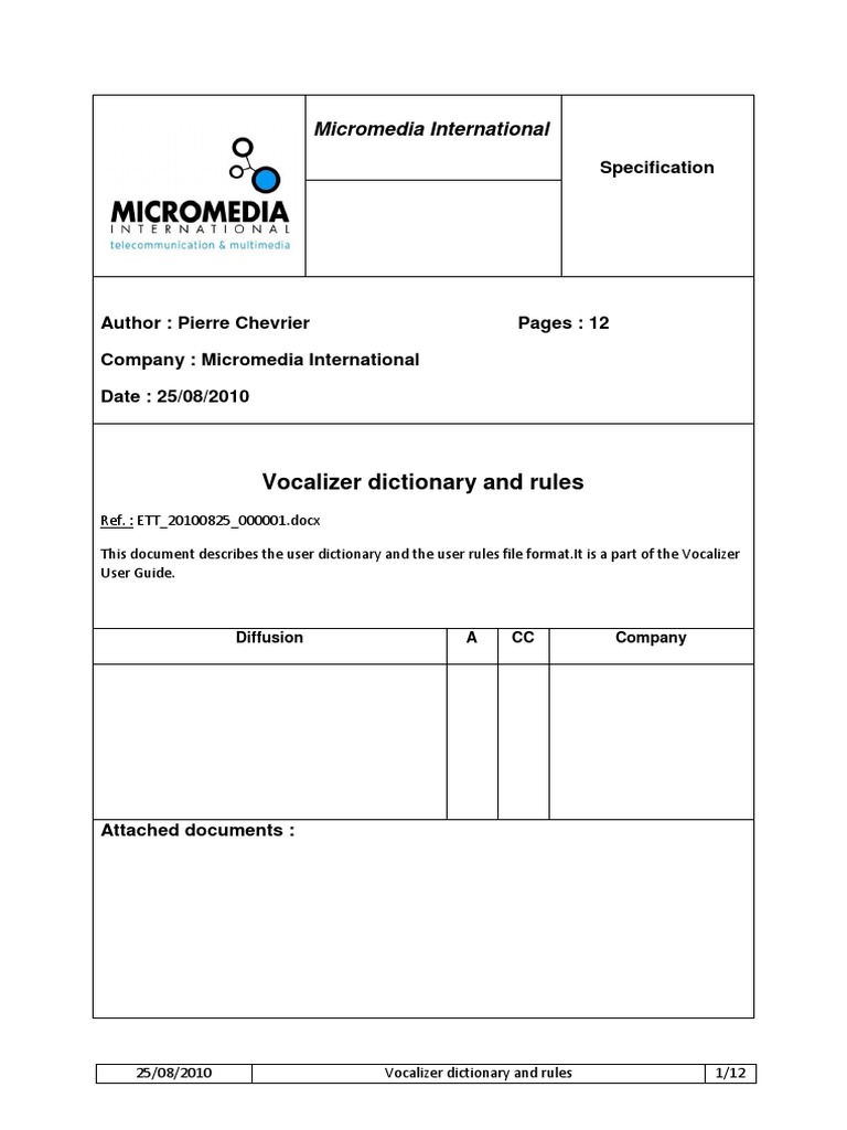 Vocalizer Dictionary and Rules PDF File Format Regular Expression
