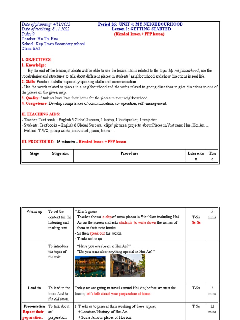 4 - Lesson Plan Unit 4 Getting Started - Lop 6 | PDF