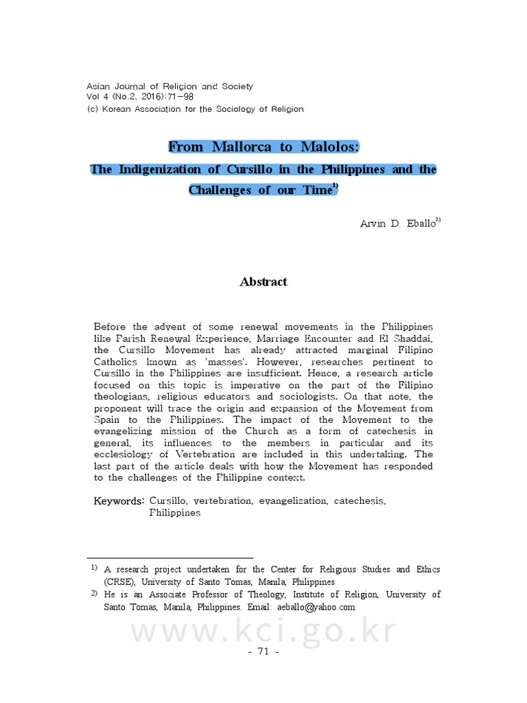 Indigenizing Cursillo in the Philippines | PDF | Catholic Church | Jesus