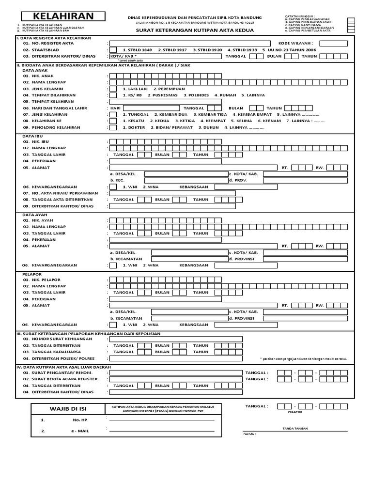 Contoh Kutipan Akta Kelahiran | PDF