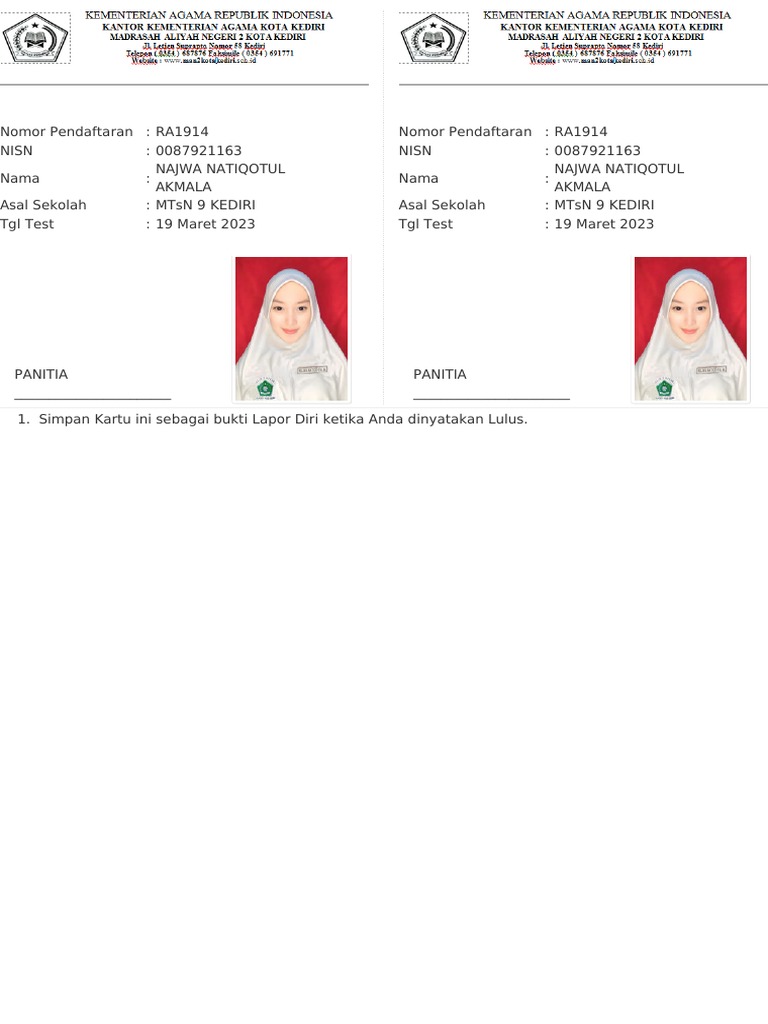 Kartu - Peserta Baru | PDF