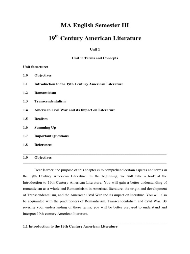 19th Century Americal Literature | PDF | Transcendentalism 
