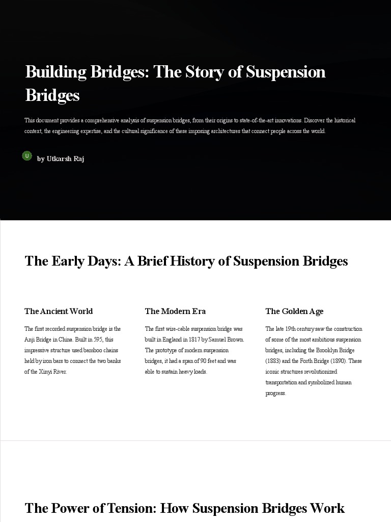Building Bridges The Story of Suspension Bridges PDF