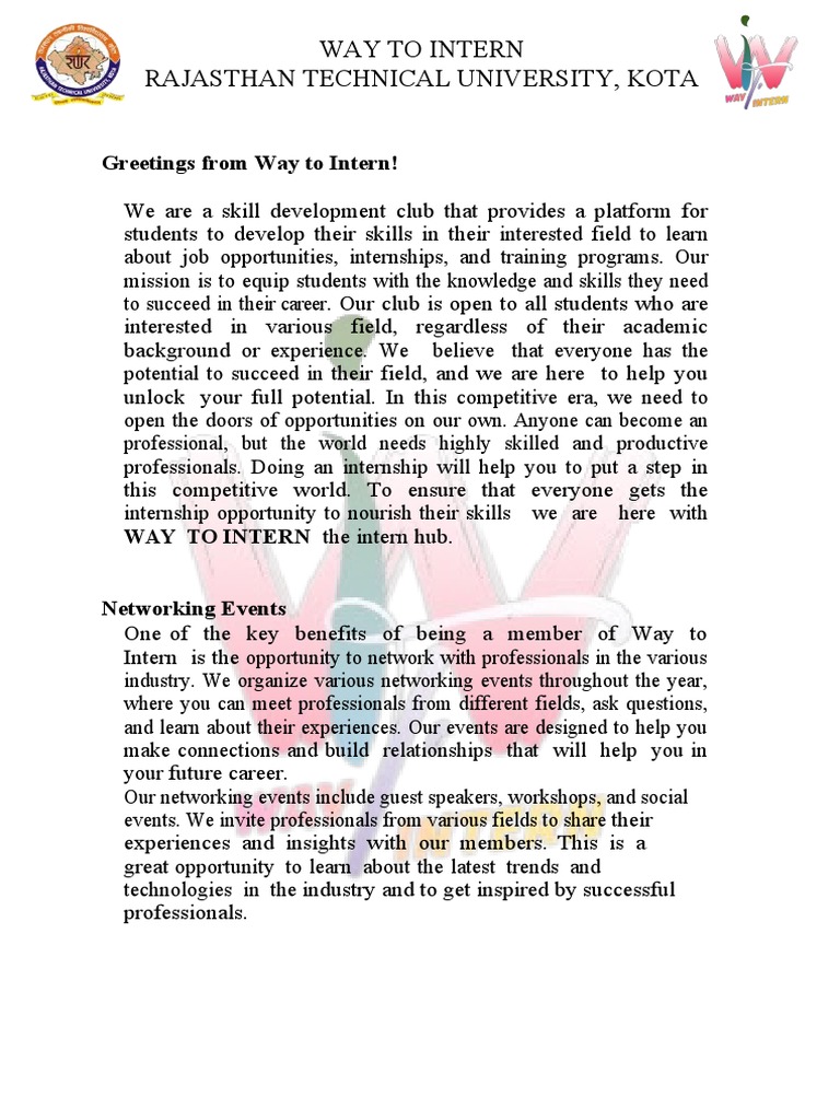 Greetings From Way To Intern | PDF