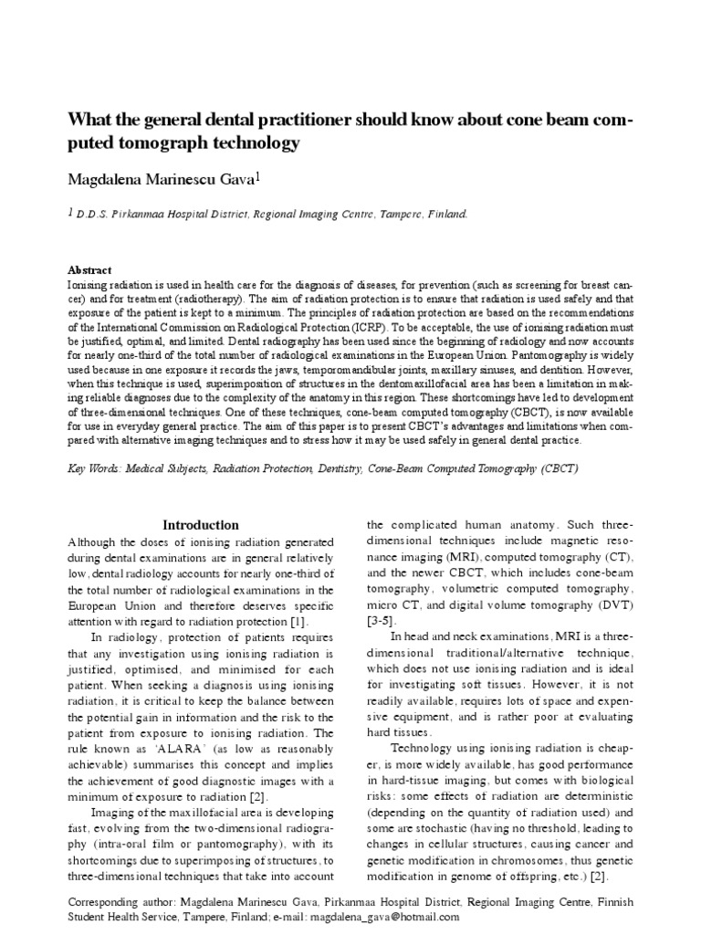 Understanding Cone Beam CT in Dentistry | PDF | Ct Scan | Medical Imaging