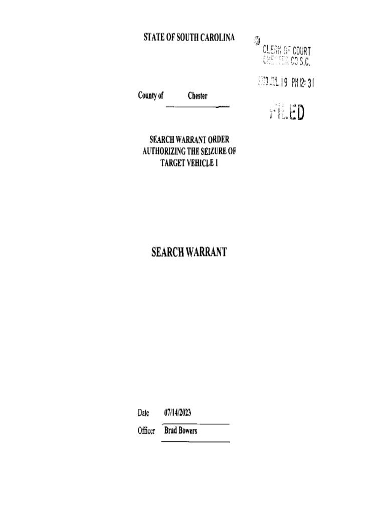 Heuermann Search Warrant 1 (State of South Carolina) | PDF