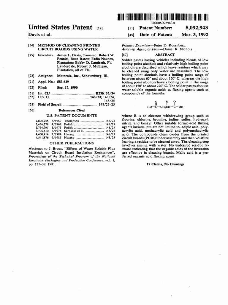 Method of Cleaning Printed Circuit Boards Using Water Circuit Diagram