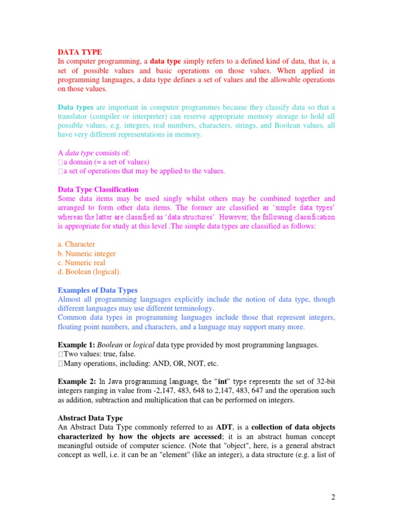 Data Types and Structures Overview | PDF | Data Type | Queue (Abstract ...