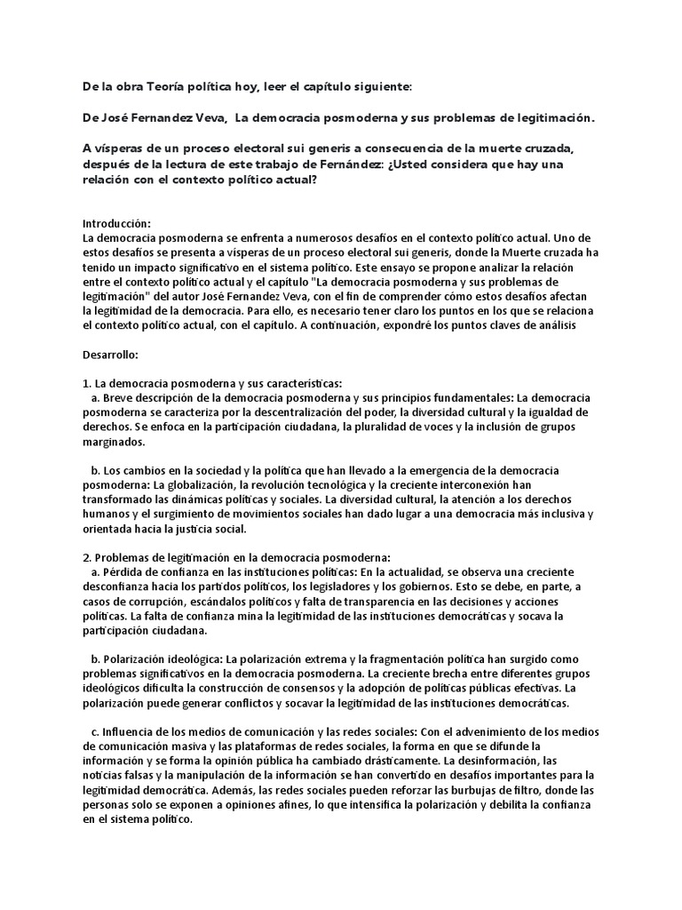 Desafíos de la democracia posmoderna | PDF | Política