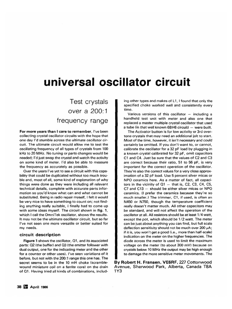 Universal Oscillator Circuit HR 041986 PDF