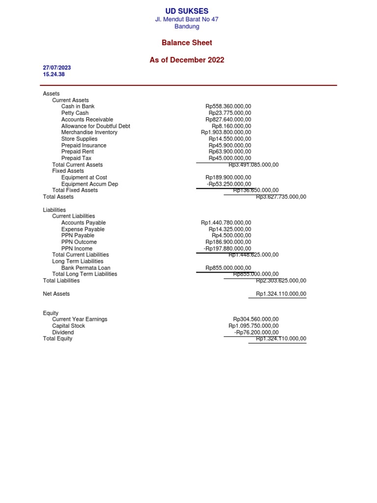 Standard Balance Sheet Pdf