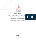 Final Year Independent Project Handbook Business Programmes Student Guidance Notes