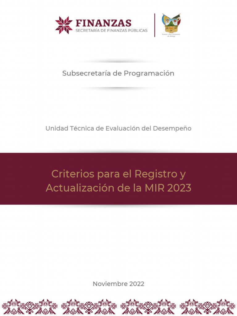 Criterios para Registro MIR 2023 | PDF | Presupuesto | Administración ...
