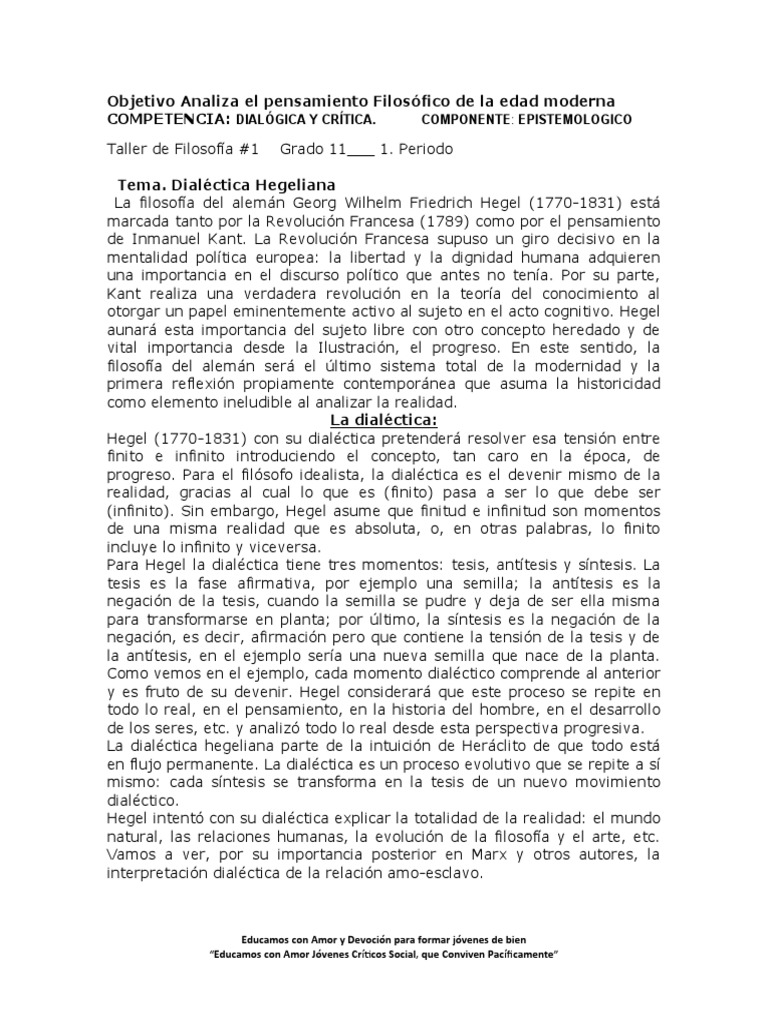 Taller De Filosofia La Dialectica Pdf Positivismo Dialéctico