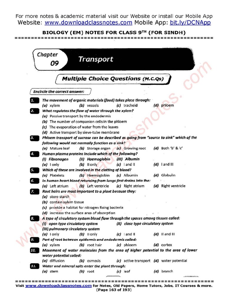 Sindh 9th Biology Notes Cha 9 | PDF