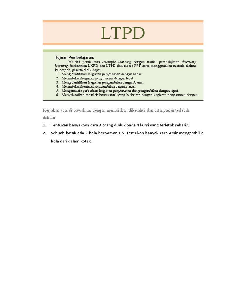 Pembelajaran LTPD dalam Matematika | PDF