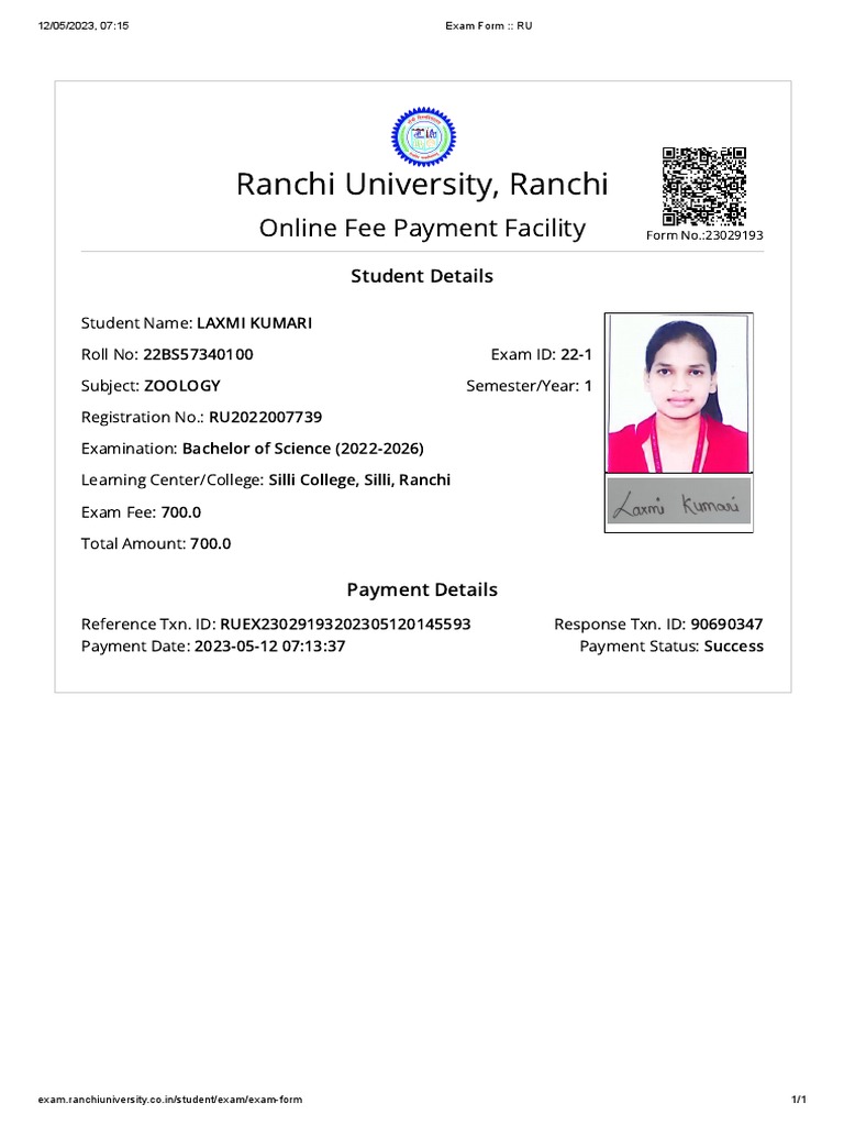 Exam Form - RU | PDF