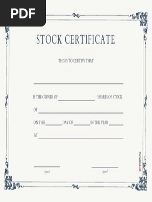 Blank Stock Certificate Template 1