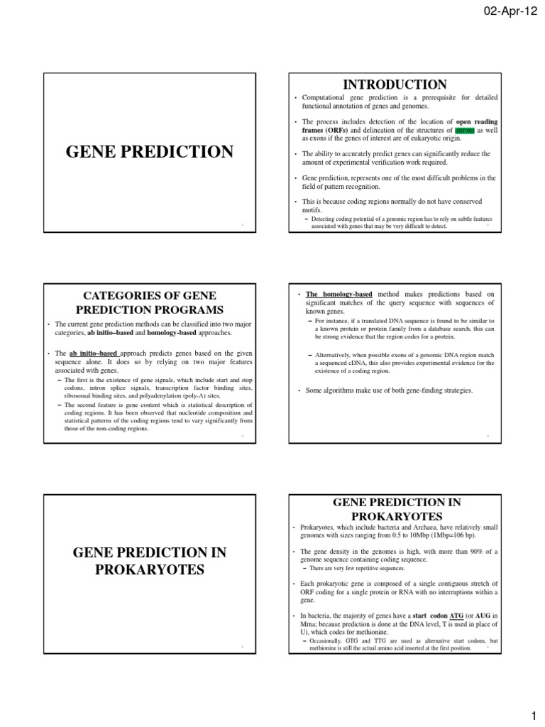 Gene Prediction | PDF