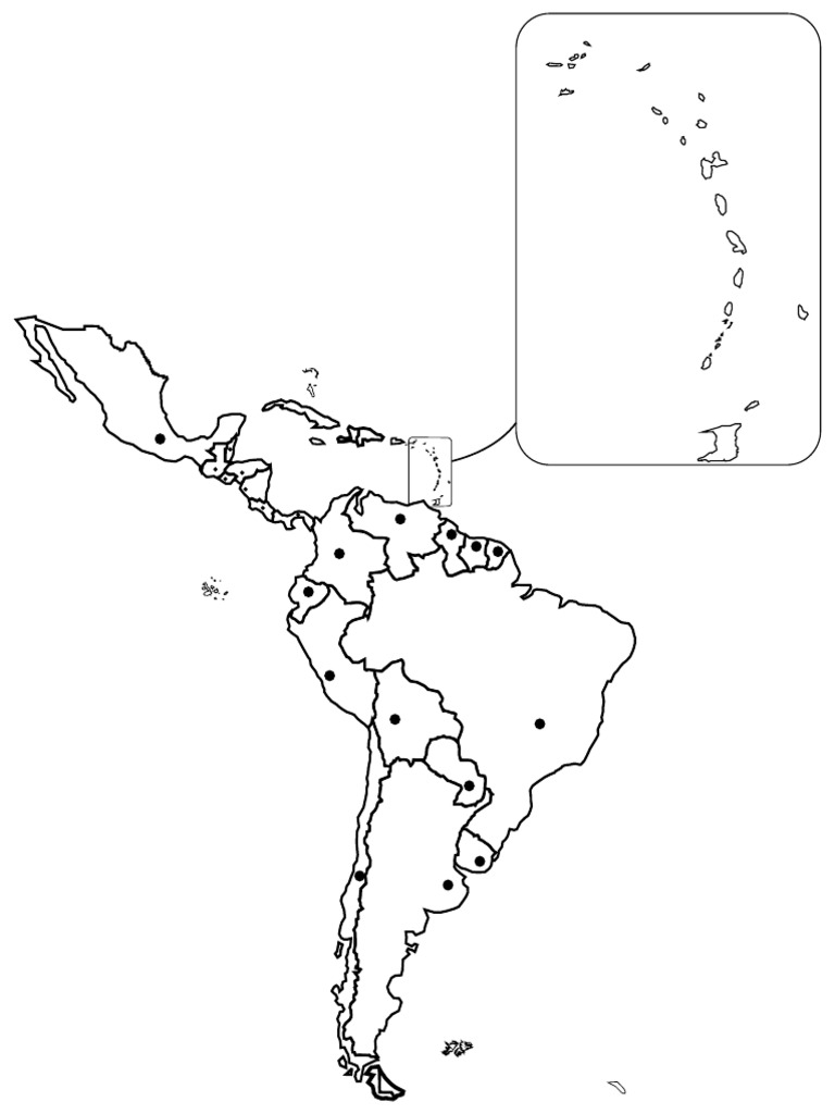 Mapa de Latinoamerica Sin Color Con Division Politica | PDF