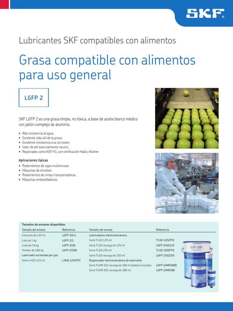 Ficha Tecnica Grasa Grado Alimentaria SKF PDF