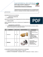 Especificaciones Cerradura