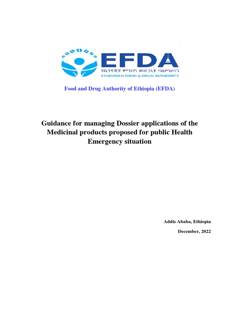EFDA Guidelines for Emergency Dossier Management | PDF | World Health ...