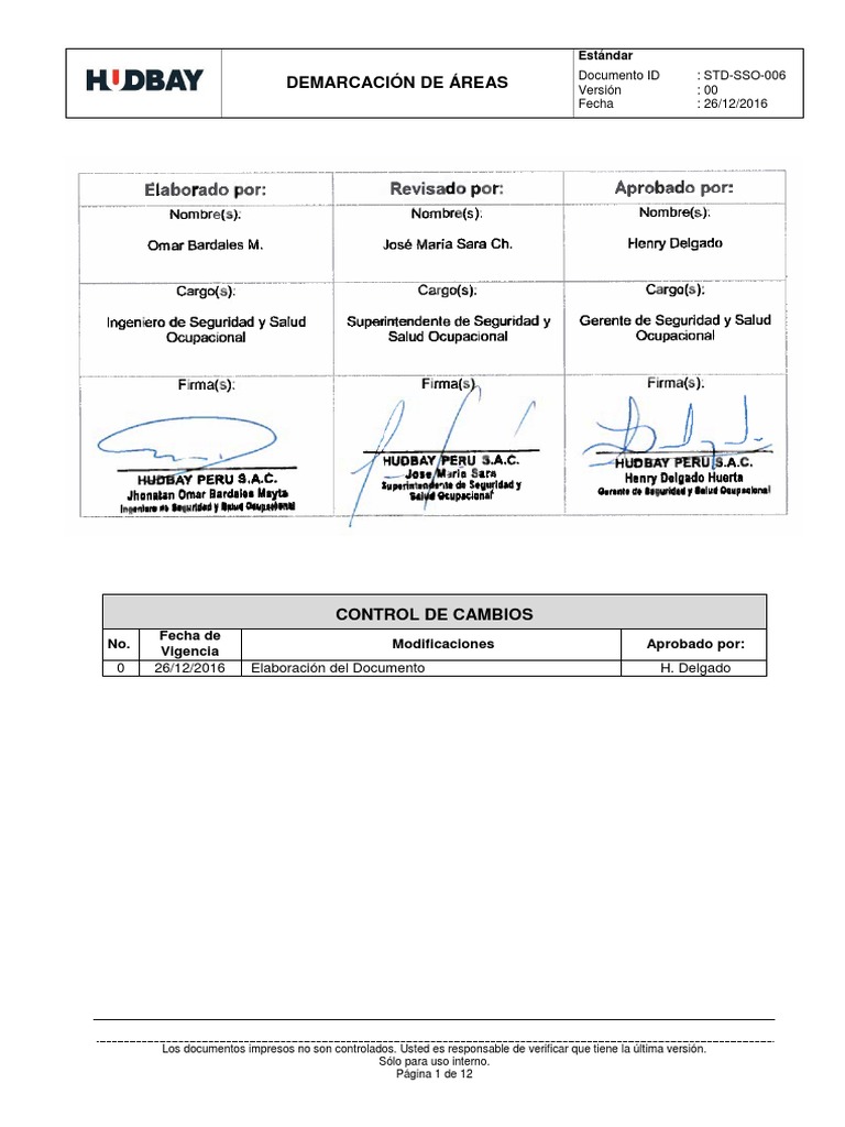 STD SSO 006 - Demarcacion de Areas | PDF