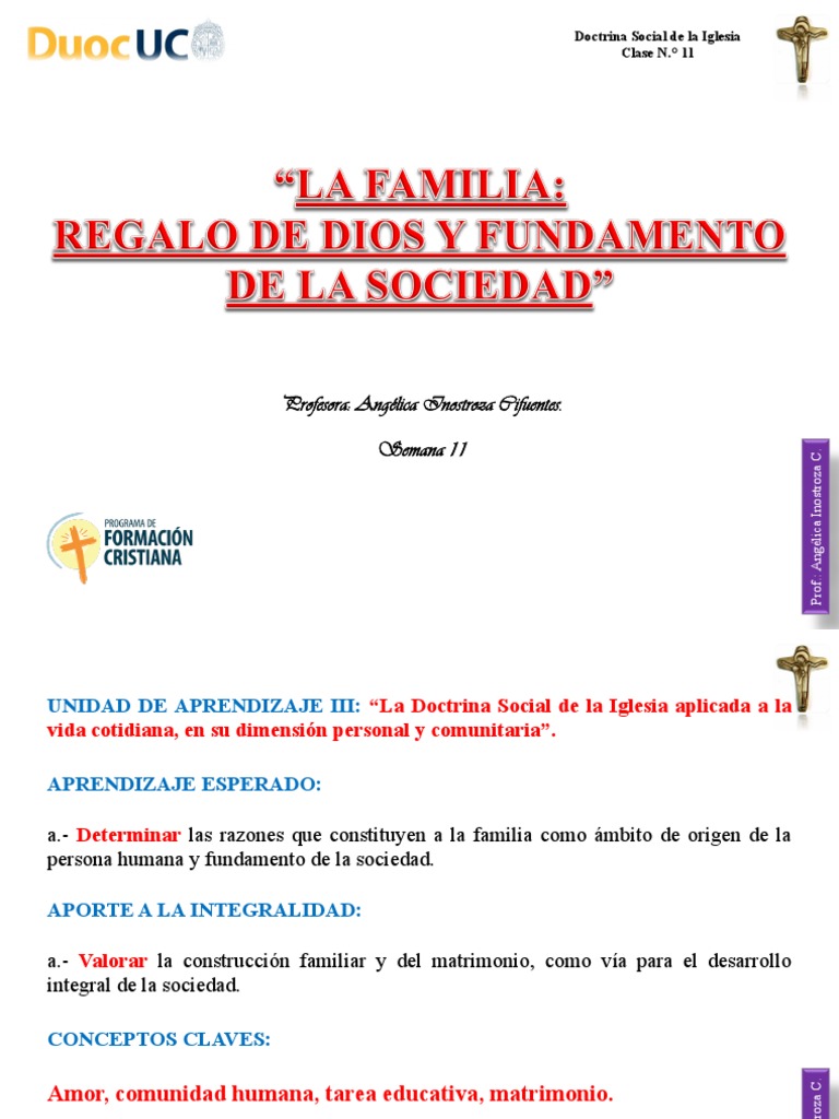 Semana 11 La Familia Regalo de Dios y Fundamento de La Sociedad | PDF