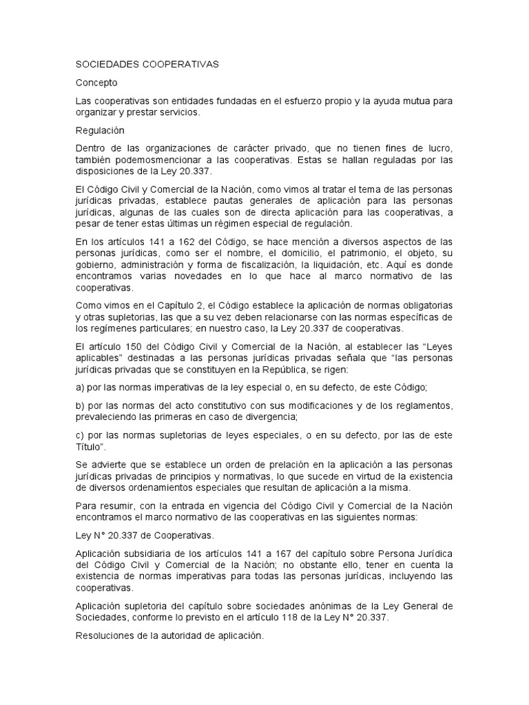 Marco Normativo de las Cooperativas | PDF | Cooperativa | Sociedad de ...