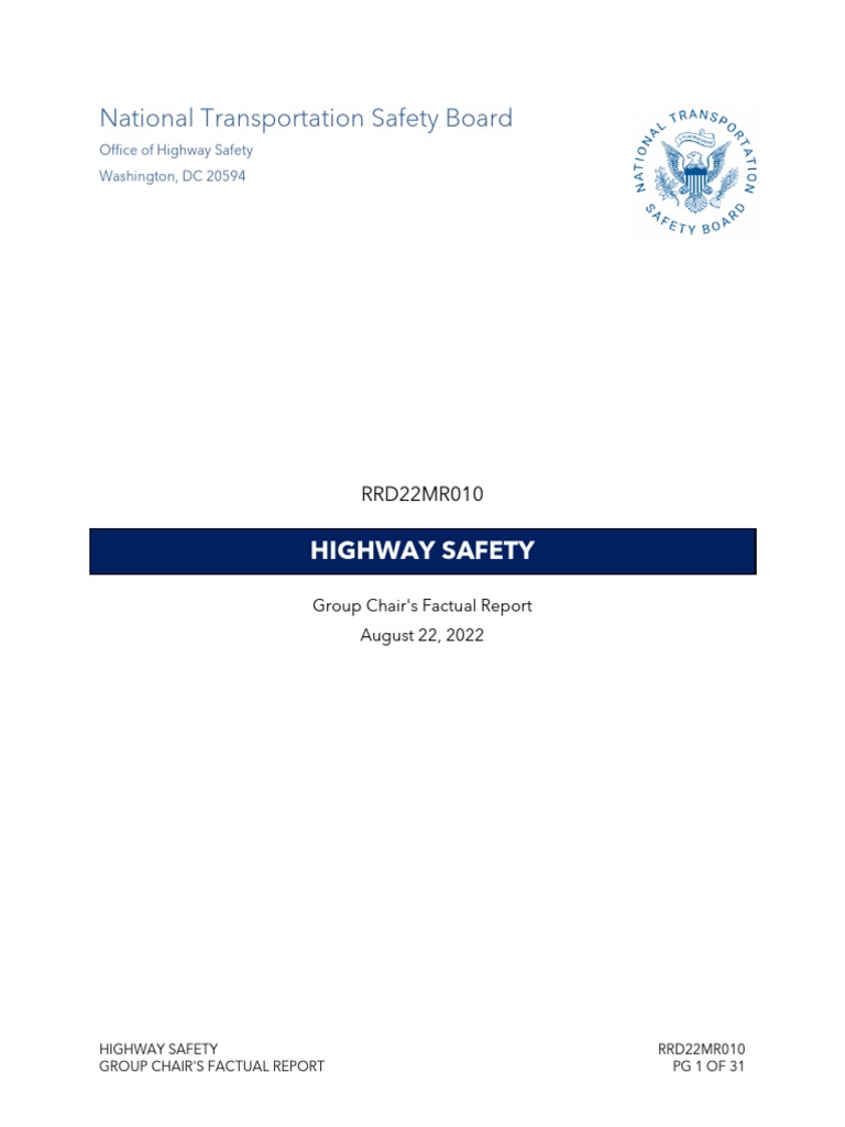 1 Office of Highway Safety Combined Group Chairman Factual Report Final
