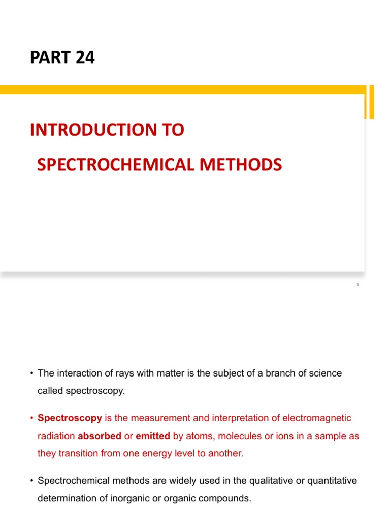 Spectrochemical Methods Overview | PDF | Teaching Methods & Materials ...
