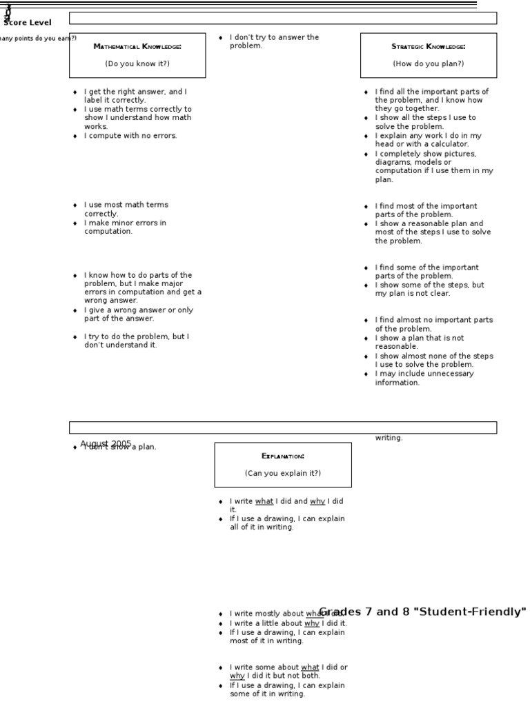 7th-8th Grade Math Scoring Rubric | PDF