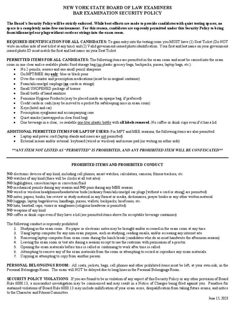 Ny Bar Exam Policy PDF