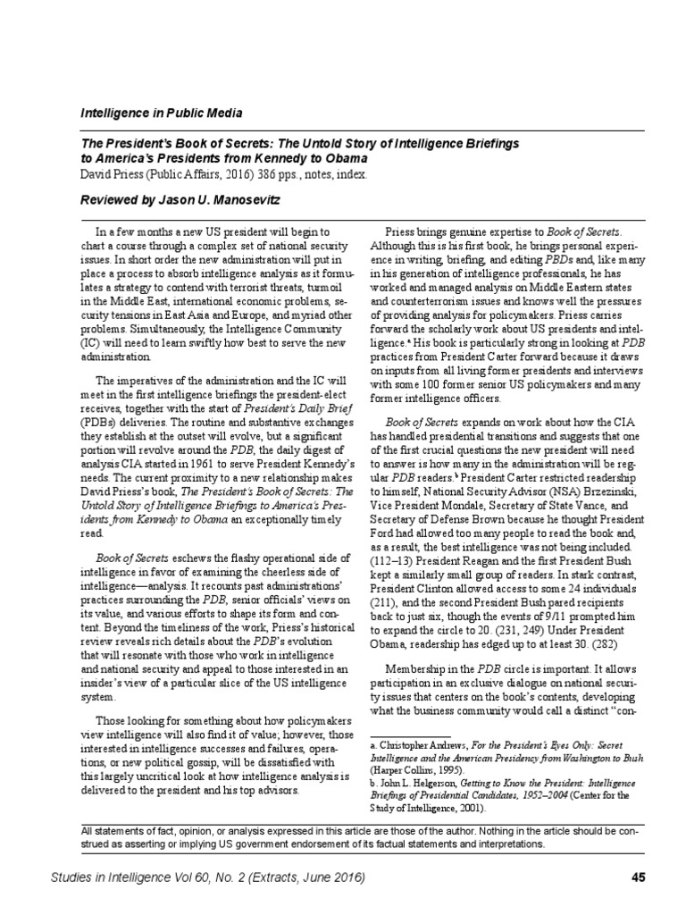 Insights on Presidential Intelligence Briefings | PDF | Director Of ...