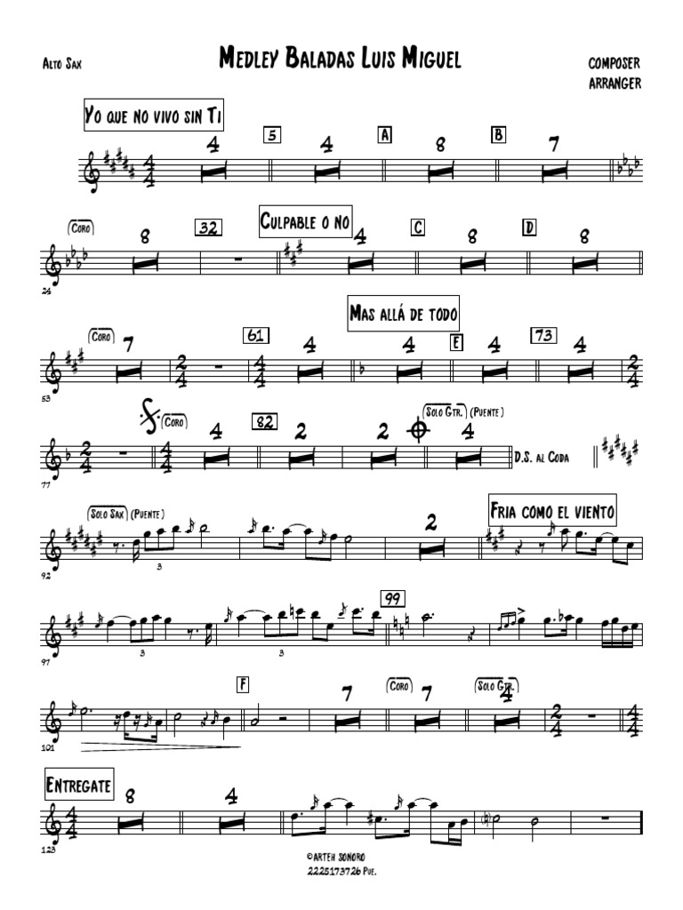 Medley Baladas Luis Miguel Full Alto Sax Pdf