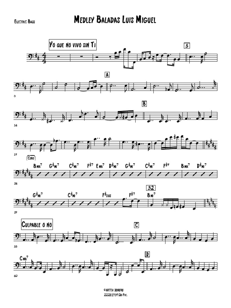 Medley Baladas Luis Miguel Full Electric Bass Pdf