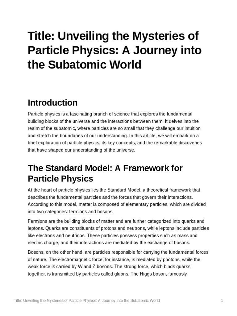 Exploring Particle Physics Basics | PDF | Particle Physics | Standard Model