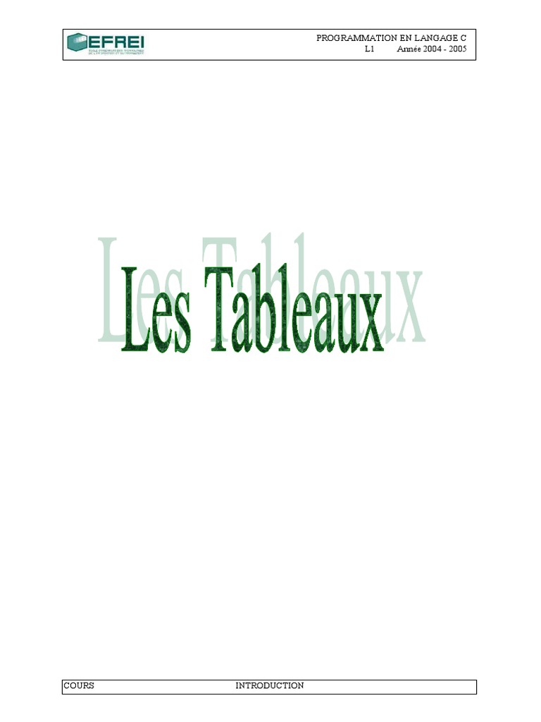 Introduction aux Tableaux en C | PDF | Variable (informatique ...