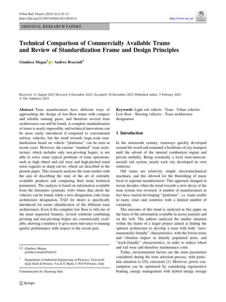 Technical Comparison of Commercially Available Trams | PDF | Rail ...