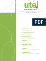 Nombre de La Materia Nombre de La Licenciatura Nombre Del Alumno Matrícula Nombre de La Tarea Unidad #1 Nombre Del Tutor