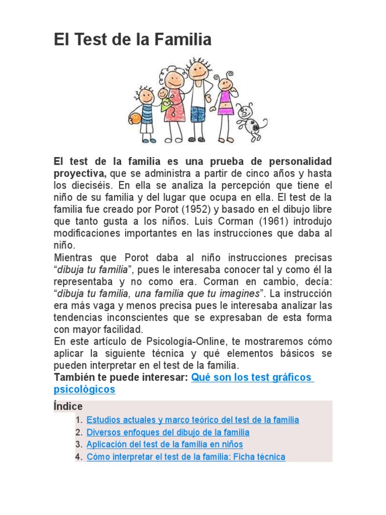 Interpretación del Test de la Familia | PDF