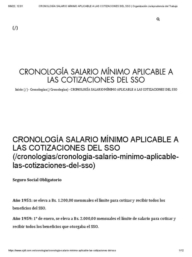 Tabla Del Salario Minimo en Venezuela PDF Salario mínimo Salario
