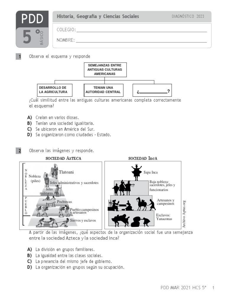 Diagnostico Historia 5° PDF