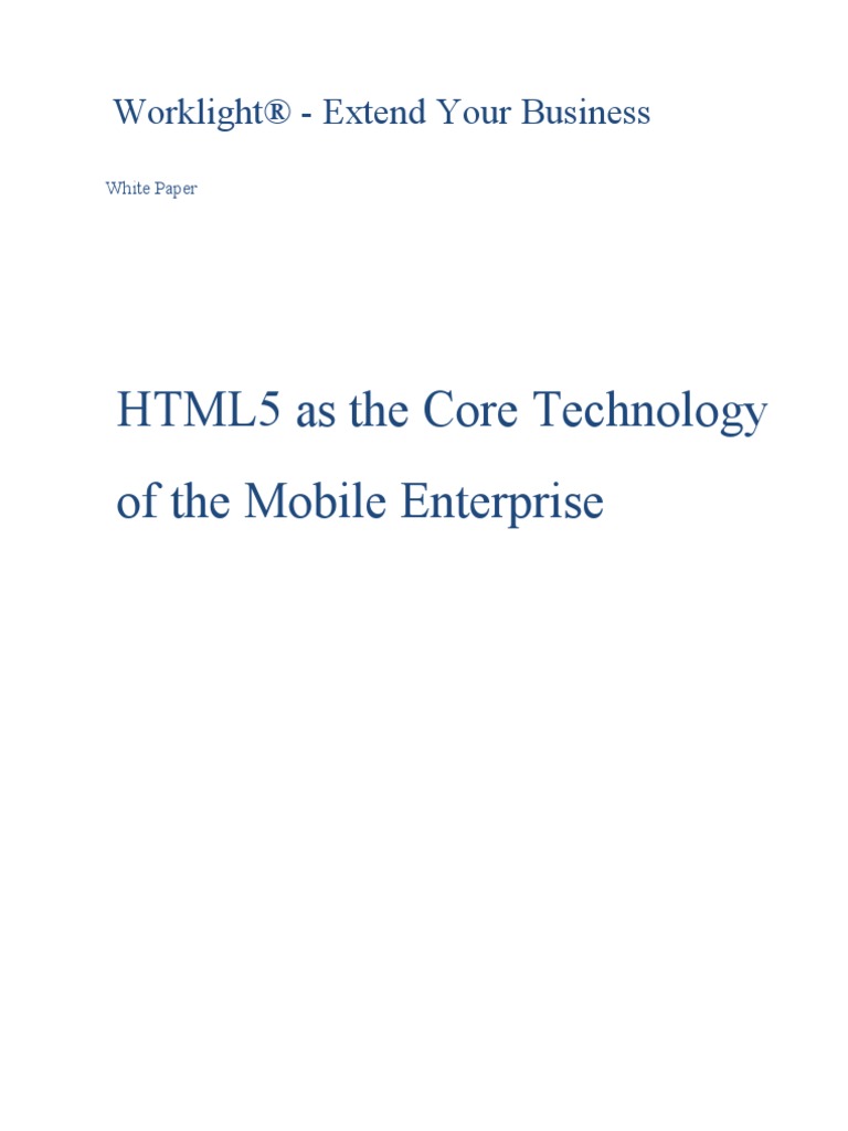 HTML5 As The Core Technology of The Mobile Enterprise | PDF | Mobile ...