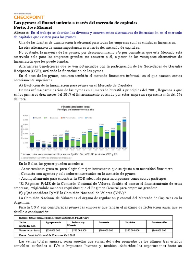 Las Pymes El Financiamiento A Traves Del Mercado de Capitales | PDF